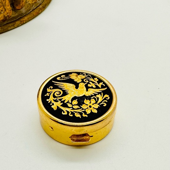 Vintage Damascene Mini Bird Pill Trinket Box - Picture 14 of 15